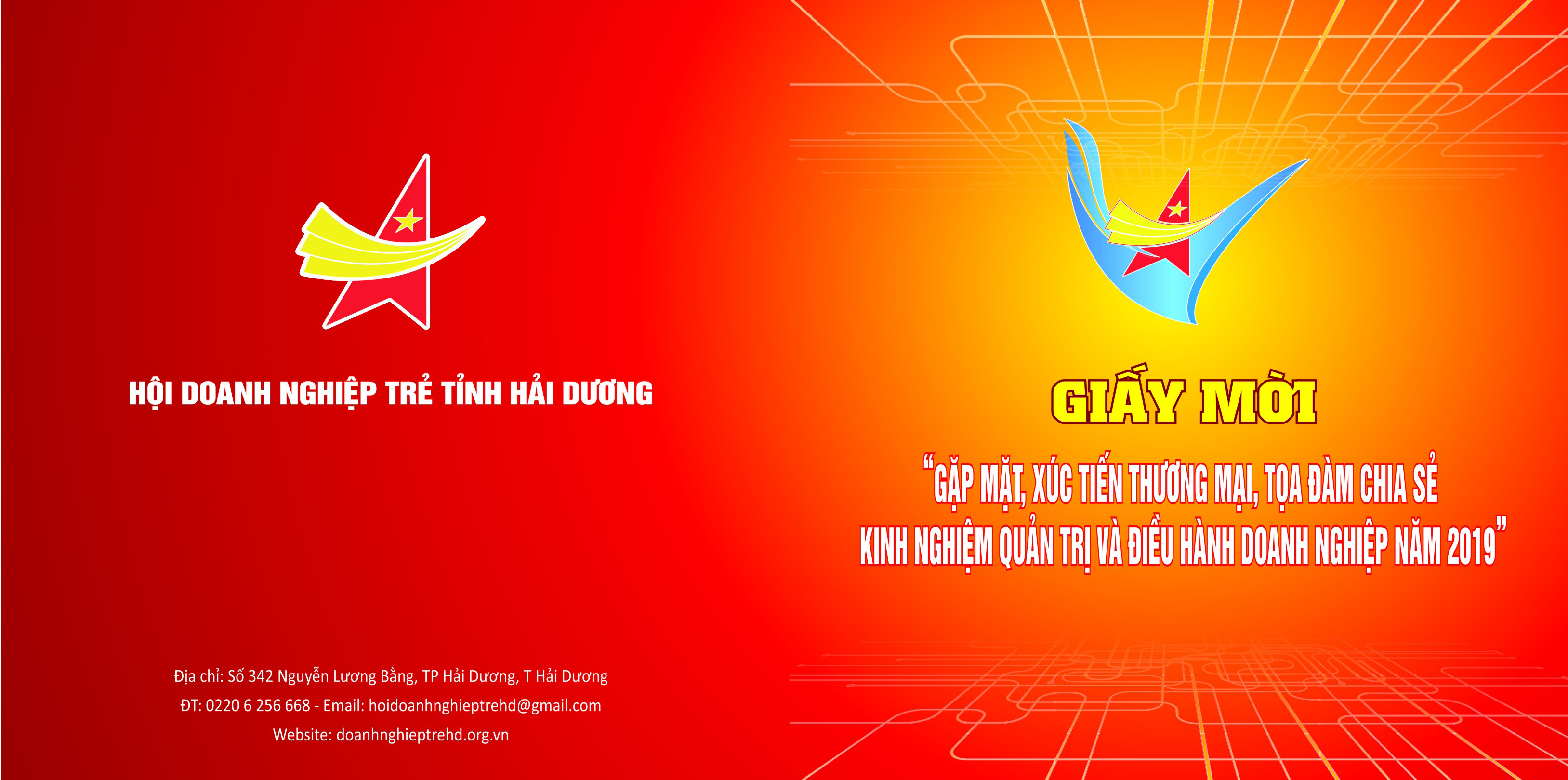 Giấy mời gặp mặt, xúc tiến thương mại, tọa đàm chia sẻ kinh nghiệm quản trị và điều hành doanh nghiệp Cụm Đồng bằng Sông Hồng năm 2019